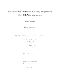 Measurement and Detection of Security Properties of Client-Side Web Applications