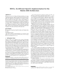 MOCL: an Efficient Opencl Implementation for the Matrix-2000