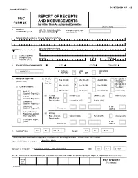 Report of Receipts and Disbursements