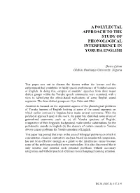 A Polylectal Approach to the Study of Phonological Interference in Yoruba English