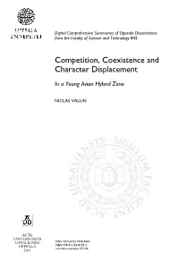 Competition, Coexistence and Character Displacement: in A