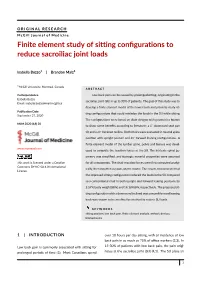 Finite Element Study of Sitting Con Gurations to Reduce Sacroiliac Joint