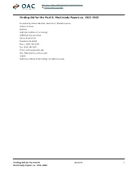 Paul B. Maccready Papers, Date (Inclusive): Ca