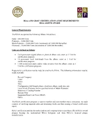 Riaa and Gr&F Certification Audit Requirements Riaa
