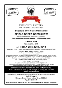 SINGLE BREED OPEN SHOW on FRIDAY, 28Th JUNE 2019