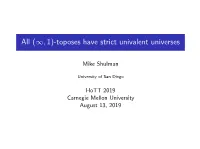 All (,1)-Toposes Have Strict Univalent Universes