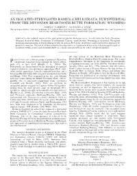 An Isolated Pterygotid Ramus (Chelicerata: Eurypterida) from the Devonian Beartooth Butte Formation, Wyoming