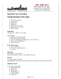 Balajyothi Class Curriculum Overall Structure of the Class