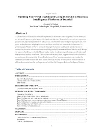 Building Your First Dashboard Using the SAS 9 Business Intelligence