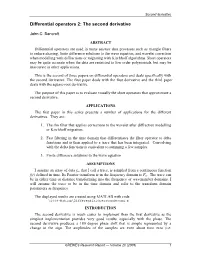 Differential Operators 2: the Second Derivative