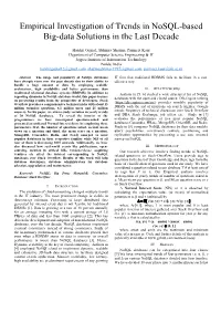 Empirical Investigation of Trends in Nosql-Based Big-Data Solutions in the Last Decade