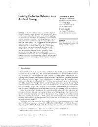 Evolving Collective Behavior in an Artificial Ecology