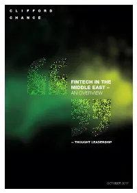 Fintech in the Middle East – an Overview