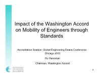 Impact of the Washington Accord on Mobility of Engineers Through Standards