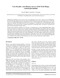 Lose the Plot: Cost-Effective Survey of the Peak Range, Central Queensland