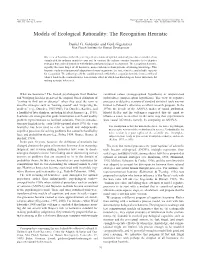 Models of Ecological Rationality: the Recognition Heuristic