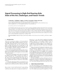 Signal Processing in High-End Hearing Aids: State of the Art, Challenges, and Future Trends