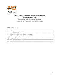 Sleep Disturbance in MS