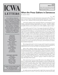 When the Press Gathers in Damascus LETTERS by Andrew Tabler