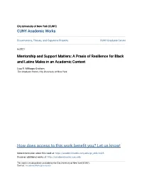 Mentorship and Support Matters: a Praxis of Resilience for Black and Latinx Males in an Academic Context