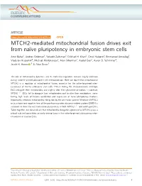 MTCH2-Mediated Mitochondrial Fusion Drives Exit from Naã¯Ve