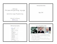 CSCI 334: Principles of Programming Languages Lecture 21: Logic