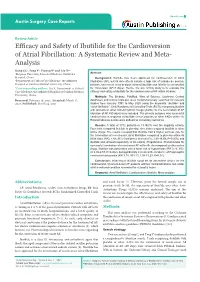 Efficacy and Safety of Ibutilide for the Cardioversion of Atrial Fibrillation: a Systematic Review and Meta- Analysis