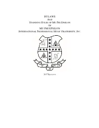 Fraternity Bylaws & Standing Rules