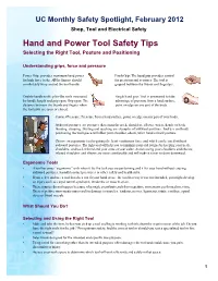 Hand and Power Tool Safety Tips Selecting the Right Tool, Posture and Positioning