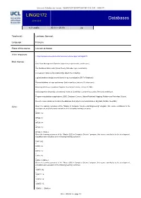 LINGI2172 Databases 2014-2015