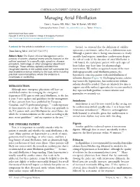 Managing Atrial Fibrillation