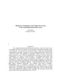 Planktonic Communities and Trophic Interactions in the North Equatorial Pacific Ocean