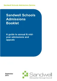 Sandwell Schools Admissions Booklet