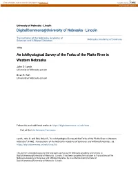 An Ichthyological Survey of the Forks of the Platte River in Western Nebraska