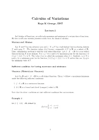 Calculus of Variations Raju K George, IIST