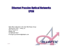 Ethernet Passive Optical Networks EPON