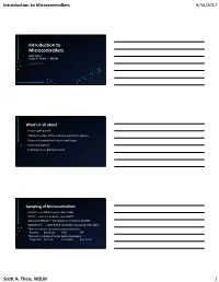 Introduction to Microcontrollers 9/16/2017