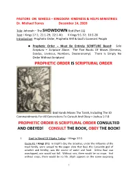 Prophetic Order Is Scriptural Order