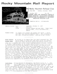 Rocky Mountain Rail Report