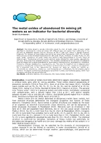 The Metal Oxides of Abandoned Tin Mining Pit Waters As an Indicator for Bacterial Diversity Andri Kurniawan