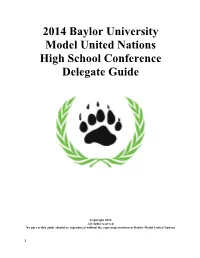 2014 Baylor University Model United Nations High School Conference Delegate Guide