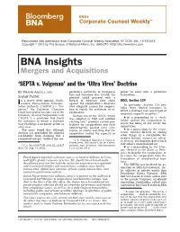 BNA Insights Mergers and Acquisitions ‘SEPTA V
