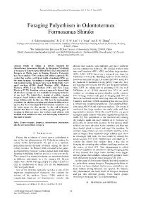 Foraging Polyethism in Odontotermes Formosanus Shiraki