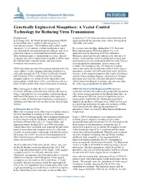 Genetically Engineered Mosquitoes: a Vector Control Technology for Reducing Virus Transmission