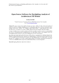Open Source Software for Daylighting Analysis of Architectural 3D Models