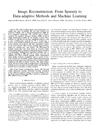 Image Reconstruction: from Sparsity to Data-Adaptive Methods and Machine Learning