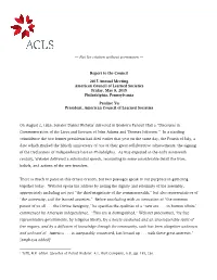 Not for Citation Without Permission — Report to the Council 2015 Annual