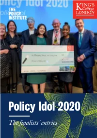 Policy Idol 2020 the Finalists’ Entries