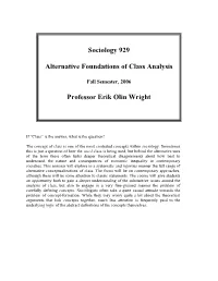 Sociology 929 Alternative Foundations of Class Analysis