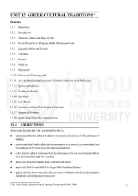 Unit 15 Greek Cultural Traditions*